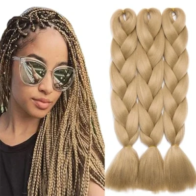 Imagen de TESS 60cm Extensiones Para Trenzas Africanas Rubio claro 1 pcs 100g Pelo Sintético Braiding Jumbo Braid
