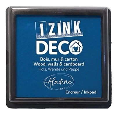 Imagen de Aladine Izink Déco Tinta talla XL 10 x cm Pigmentos muy cubiertos, secado rápido Espuma de alta calidad Ideal para impresiones creativas en pared, madera y cartón Azul marino