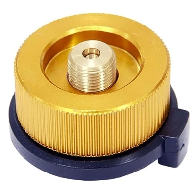 Imagen de Conector de estufa camping adaptador botella gas tipo dividido convertidor horno para recipiente butano a cartucho tornillo (dorado, 1 unidad)