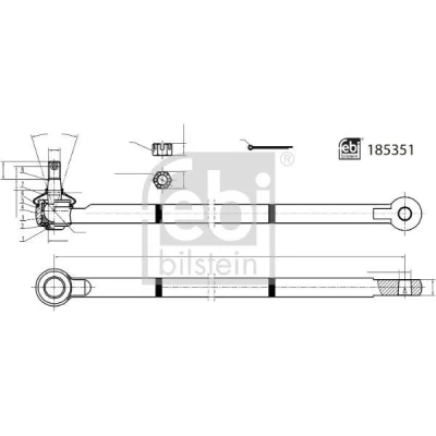 Imagen de FEBI BILSTEIN 185351 Barra de dirección Eje delantero con tuerca almenada rebajada