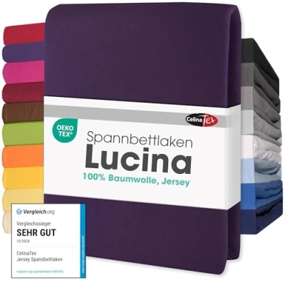 Imagen de CelinaTex Lucina Sábanas Ajustables Revestimiento para Cama Boxspring algodón 2er Set 140x200 160x200 cm Morado