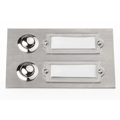 Imagen de HUBER pulsador de timbre empotrado acero inoxidable con placa identificación I latón interruptor timbre, puerta