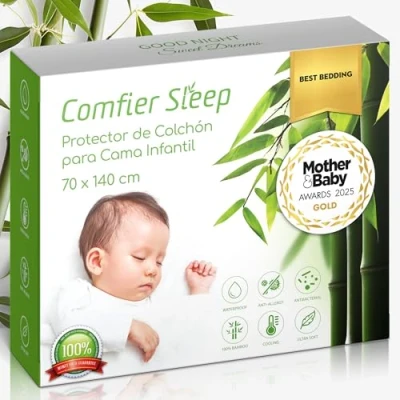 Imagen de Protector colchon Cuna Supersuave 70x140 cm Transpirable 100% Bambu no Ruidoso Antibacteriano Funda Impermeable Hipoalergenico Anti bacteriano acaros
