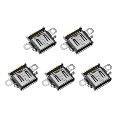 Imagen de ECSiNG 5pcs Conector de puerto carga USB Tipo C Componente cargador metal Reemplazo compatible con Nintendo Switch OLED Piezas repuesto, Plata