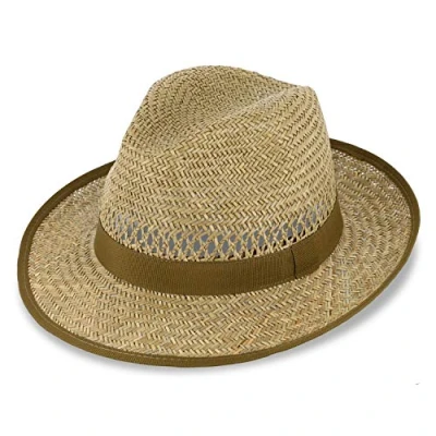Imagen de fiebig Bogart Sombrero de Paja Verano con Cinta y Ribete Sol ala Ancha (57 M)