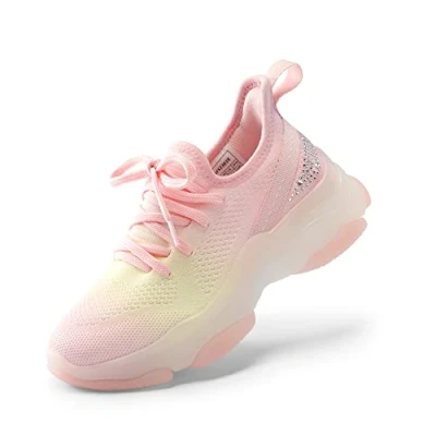 Imagen de DREAM PAIRS Zapatillas Deportivas Sin Cordones para Niños Running Correr Ligeros con Suela Antideslizantes,Size 30,Arcoiris//Rosa,SDFS2303K