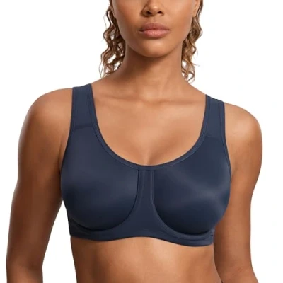 Imagen de SYROKAN Sujetador Deportivo Mujer con Aros Alto Impacto Tallas Grandes Tirantes Ajustables Verdadero Azul Marino 5 110C