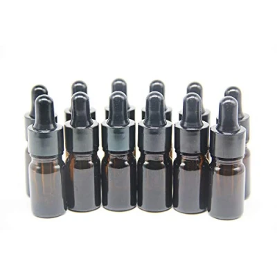 Imagen de YIZHAO Ambar Frasco Cuentagotas Cristal 5ml, con Goteros Cristal, para Aceite Esencial, Laboratorio, Aromaterapia, Fragancia, Masaje, Cosméticos, Viajes 12Pcs
