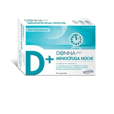 Imagen de DONNAplus Menocífuga Noche 30 comprimidos Complemento Alimenticio para la Mujer en Edad de Menopausia con Melatonina, GABA y Vitaminas