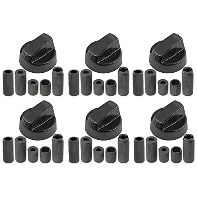 Imagen de SPARES2GO Botones de interruptor control universal negro para todos los modelos potencia y horno, estufa (6 unidades)