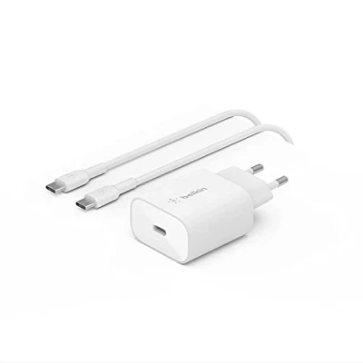 Imagen de Cargador Belkin Boostcharge Con Pps + Cable Usb c A 25 W Blanco