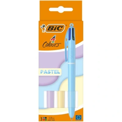 Imagen de BIC 3 bolígrafos de bola 4 colores pastel