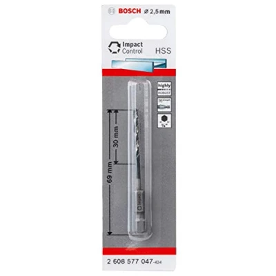 Imagen de Bosch Professional HSS Impact Control Broca hexagonal (para metal, 2.5 x 30 69 mm, accesorio de taladro)