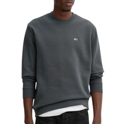 Imagen de Tommy Jeans Sudadera Hombre Regular Fit Flag Fleece con Cuello Redondo, Gris (New Charcoal), XS