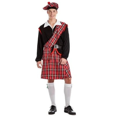 Imagen de Boland disfraz de escocés para hombre, 4 piezas, fiestas temáticas, Halloween o carnaval, tradicional