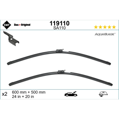 Imagen de Limpiaparabrisas Swf 119110 delante Escobilla con hoja plana sin calentamiento VOLVO: S60 III, V60 II
