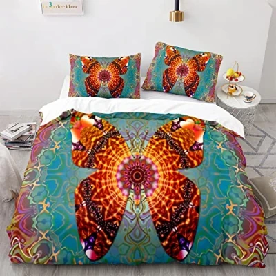 Imagen de Funda Edredon Cama 135 Mariposas Poliéster Nordica Infantil 200X200Cm Viene con 2 Fundas De Almohada 40X75Cm. Antiarrugas Sin Hierro
