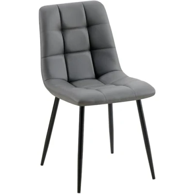 Imagen de CLP Silla de Comedor Antibes tapizada en Polipiel I Butaca salón con Base metálica 4 Patas Asiento Cocina, Color:Gris Oscuro