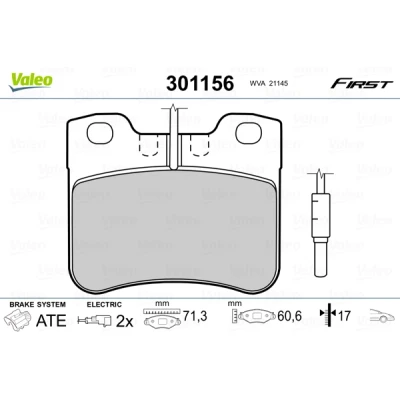 Imagen de VALEO 301156 Juego de pastillas freno FIRST Eje delantero con contacto avisador desgaste sin chapa antichirridos PEUGEOT: 106 I Hatchback