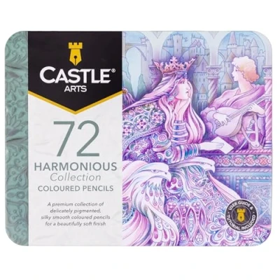 Imagen de Castle Art Supplies Juego de 72 lápices colores Harmonious A base cera, núcleo blando para la mezcla expertos Paleta única artistas adultos Presentación lata
