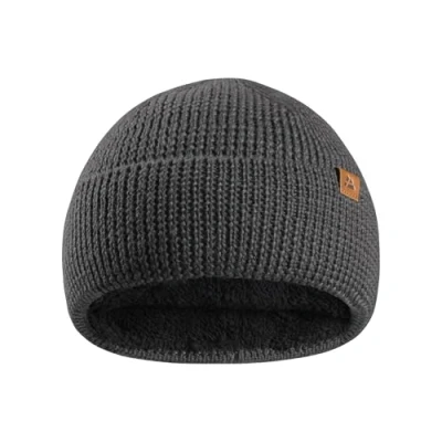 Imagen de DANISH ENDURANCE Gorro Beanie de Lana Merino con Forro Polar, Punto, Invierno para Niños, Gris Oscuro, One Size