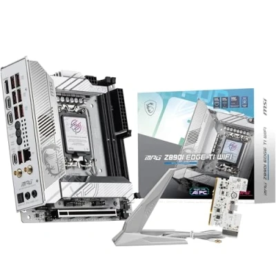 Imagen de MSI MPG Z890I Edge TI WiFi Placa Base, Mini ITX Soporta Procesadores Intel Core Ultra (Serie 2), LGA 1851 110A SPS VRM, DDR5 Memory Boost (8600+ MT/s OC), PCIe 5.0 x16, M.2 Gen5, Wi Fi 7, 5G LAN