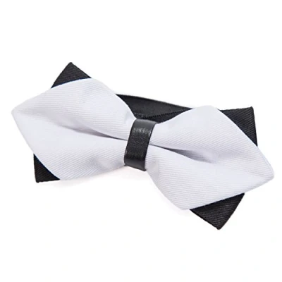 Imagen de DonDon Pajarita para Hombre en retro look punta de diamante elegante con gancho nudo y ajustable blanco