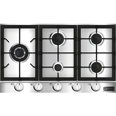 Imagen de Kaiser KG 9357 Placa de gas (90 cm, acero inoxidable, Autark), cocina gas, empotrada, 3,8 kW Wok con adaptador, 5 llamas, natural, Fl.Gas, encimera empotrada