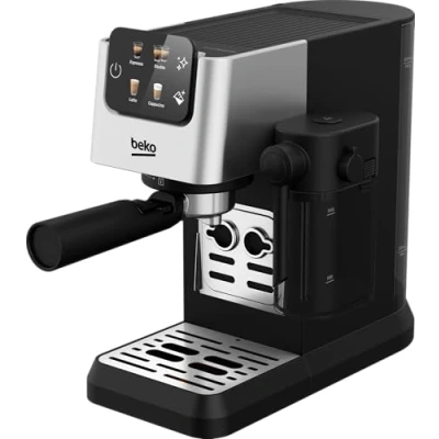 Imagen de Beko CEP5304X Cafetera espresso manual, espumador de leche integrado, 1,1 L, 15 bar, acero inoxidable, 14,5 x 42,5 35,5 h