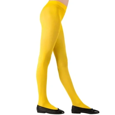 Imagen de Widmann 20563 Medias para niña, 40 den, Calcetines, Carnaval, Halloween, Fiestas temáticas, Talla 4 6 años, Color Amarillo