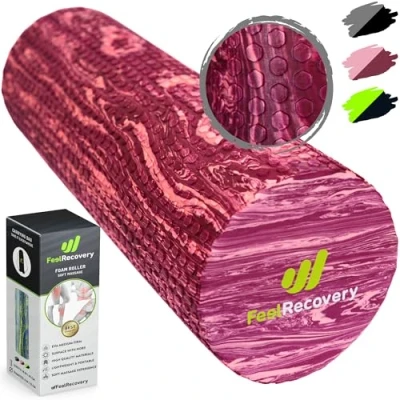 Imagen de Foam Roller Masaje Muscular (45x15 cm) Rodillo de Espuma EVA Densidad Media para Contracturas, Fisioterapia, Recuperación, Yoga, Pilates y Fitness Rulo Automasaje