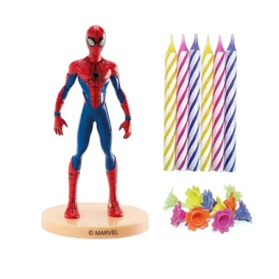 Imagen de dekora Vela Decorativa Sin Aroma Kit PVC Spiderman con 10 Velas para Decorar Tartas Cera de Parafina