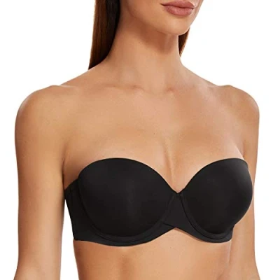 Imagen de MELENECA Sujetador sin Tirantes Push Up de Silicona para Mujer Negro 105B