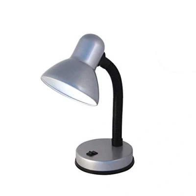 Imagen de Velamp Charleston Lámpara de Mesa E27, Compatible con LED, Brazo Flexible, Cable e Interruptor, para habitación niños, Escritorio, Estudio, 40 W, Plateado