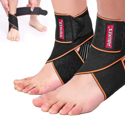 Imagen de Sunolkie Tobillera deportiva para distorsión ajustable elástica y transpirable Banda tobillo daños a los ligamentos tendinitis, hombre mujer talla única (2)