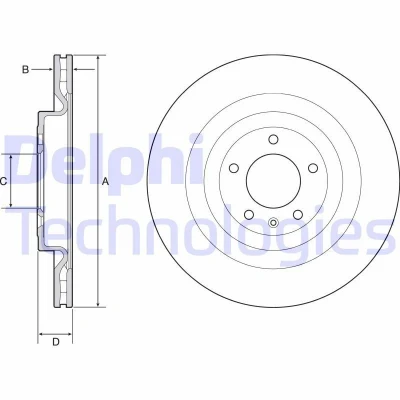 Imagen de DELPHI BG9126C Disco de freno 365 25 5 ventilado revestido altamente carbonizado sin cojinete rueda, anillo sensor ABS