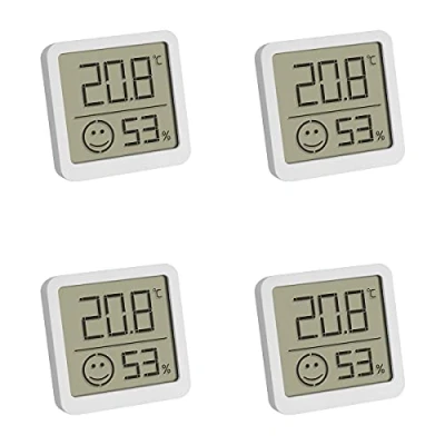Imagen de TFA Dostmann Juego de 4 termómetros Digitales, 30.5053.02.04, Temperatura Interior y Humedad, pequeño práctico, para Colocar o Colgar, 46 x 13 (34) 43 mm, Color Blanco