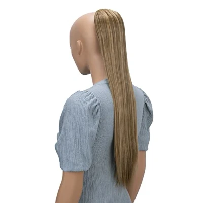 Imagen de CAISHA 65cm Liso Postizo Extensión De Cabello Cola Caballo Trenza Con Cierre Cordón Mezcla Rubio Castaño PH612