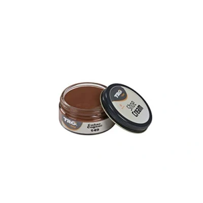 Imagen de TRG The One Crema Protectora para Calzado de Cuero a base ceras Betún Zapatos Piel y Sintética Nutre, da brillo mantiene el color Shoe Cream #149 Coñac, 50ml