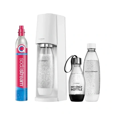 Imagen de SodaStream Terra 1012813490 Pulverizador de agua con cilindro CO2, 2 botellas plástico 1 l aptas para lavavajillas y botella apta 0,5 l, altura 44 cm,