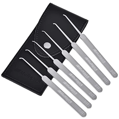 Imagen de MULTIPICK ELITE 6 Hook Set profesional de ganzúas [6 Piezas 0,5 mm] Made in Germany Ganzua Lockpicking Kit cerrajero para abrir puertas Herramienta Accesorios cerraduras Lockpick