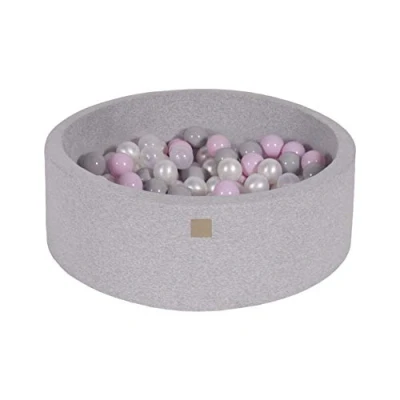 Imagen de MEOWBABY Piscina de Bolas 90X30cm/200 ∅ 7Cm Certificada para Niños Hecha en EU Gris Claro: Transparente/Rosa Pastel/Blanco Perla/Gris