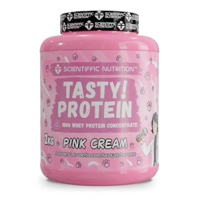 Imagen de Scientiffic Nutrition Tasty Protein, Concentrado de Proteína Suero Leche en Polvo, con Enzimas Digestivas y Lactasa para Favorecer la Digestión 2kg, Sabor Pink Cream.