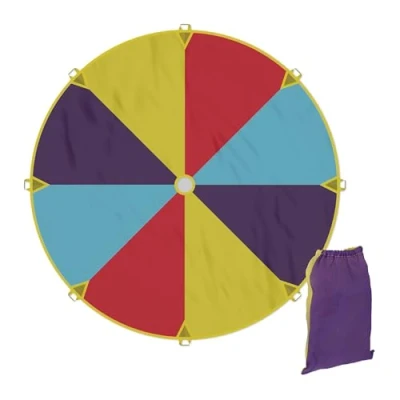 Imagen de Relaxdays Tela de Juegos Infantil, Ø 2 m, Paracaídas Redondo para Niños, 8 Asas, Juguete Exterior, Multicolor, Poliéster