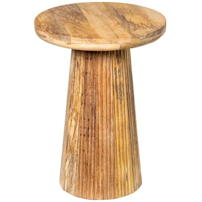 Imagen de DRW Mesa Auxiliar Redonda de Madera en Natural 40x40x55 cm