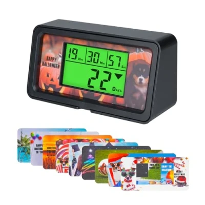 Imagen de NInE ROnG Retroiluminación Digital 9.999 Días Temporizador Cuenta Atrás Gran Pantalla LCD para Jubilación Boda Vacaciones Navidad Evento Aula Crucero (GR)