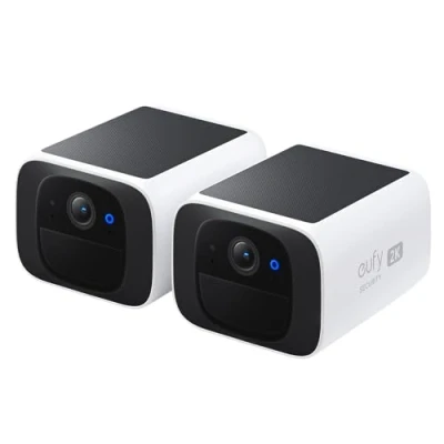Imagen de eufy Security Camara de vigilancia Exterior S220 SoloCam 2 Pack, resolución 2K, Sistema Solar, energía inagotable, Wi Fi 2,4 GHz, sin cuotas mensuales