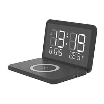 Imagen de Xzmzbxzb reloj digital plegable con puerto de carga USB 15 W, mesa inteligente para el hogar, dormitorio, mesa, sala estar, digital, moderno, luz