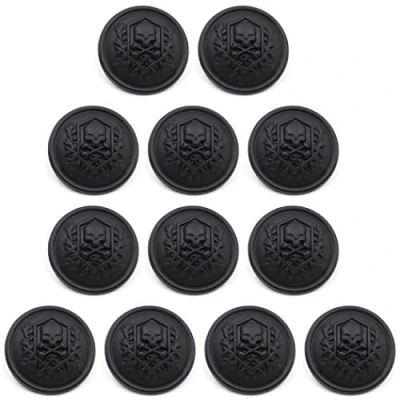 Imagen de ZoTuoART botones de metal con patrones calavera tallada y huesos cruzados, redondos costura, repuesto para abrigos, trajes, cortavientos, color negro, 15 mm, 12 unidades