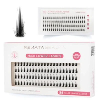 Imagen de Renata Beauty Maxi Pestañas Inferiores Multipack 84 piezas, Longitud Uniforme de 8mm, Realce Dramático Bajo los Ojos, Fácil Aplicación, Perfectas para Looks Ojos Atrevidos